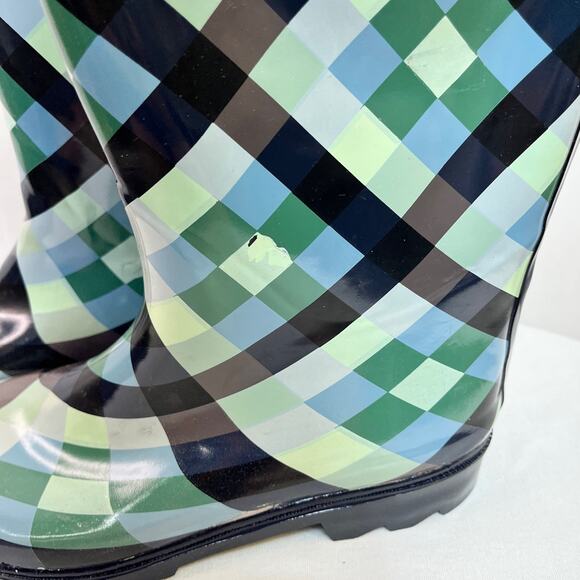 Rain Boots Women's US Size 9 Bull On Tall Blue Green Synthetic New With Defects - Picture 9 of 13